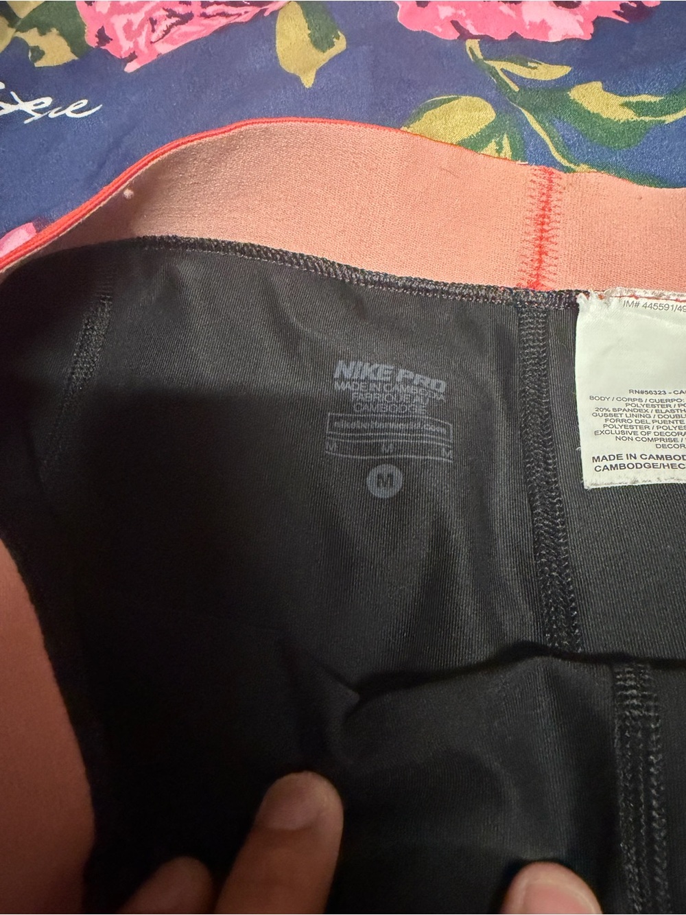 Nike Black Leggings with Coral Waistband